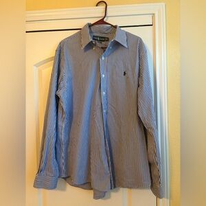 Men's Blue Striped Polo Shirt XL